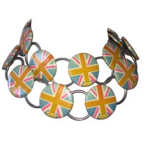 Rare Runway Peter Max Pastel British Flag Button N